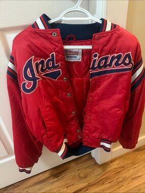 STARTER Red Cleveland Indians Satin-Style Kids Jacket